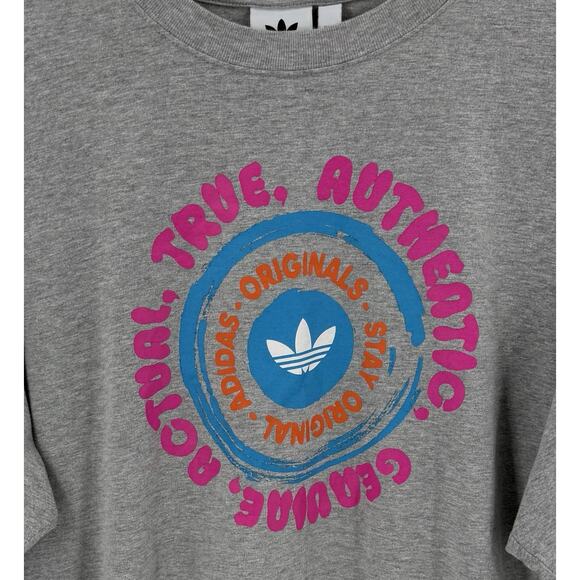 Adidas Originals Express Yourself Mens T Shirt Size 2XL Gray Graphic Crew Tee - Picture 3 of 6